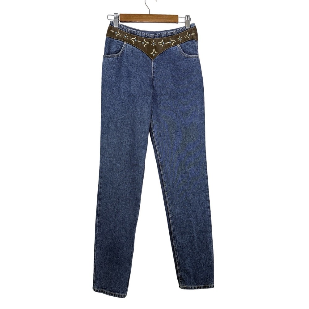 Vintage Lawman Western Bareback Jeans Womens Sz 5 Suede Detailing‎ 25x33.5
